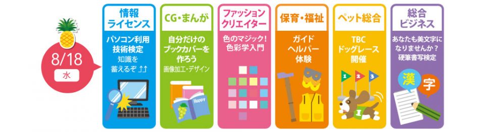 ８月１８日（水）、２１日（土）体験入学予約受付中！